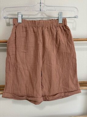 Pastels Kids Elastic Waist Shorts - mocha tan